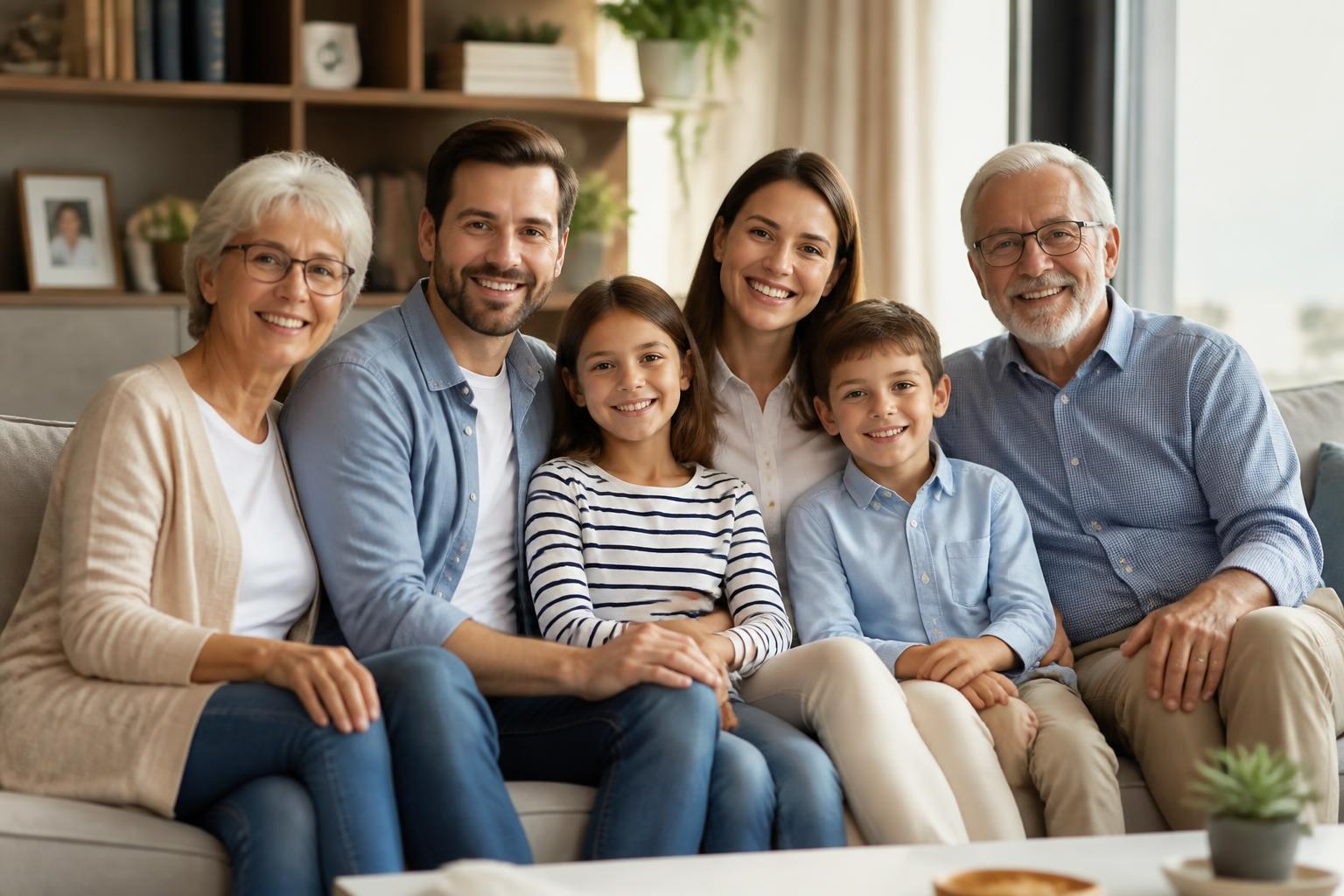A multi-generational family at home, protected and connected through EverKeep